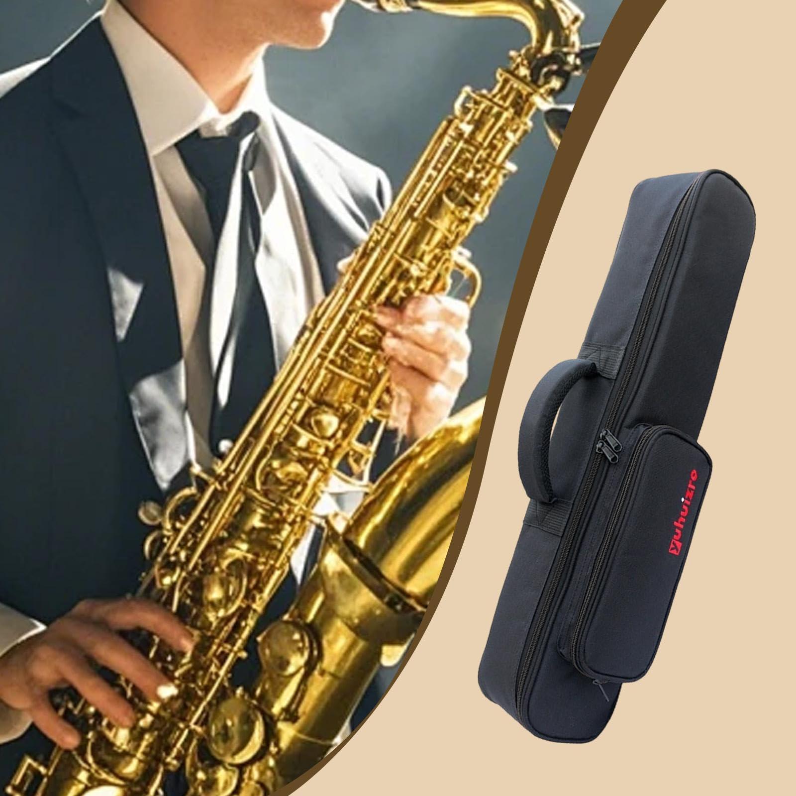 Generic Estuche para Saxofón Soprano con Correa Y Asa de Transporte, Incluye Bolsa, Acolchado de 15 Mm, Estuche para Guardar Instrumentos Musicales.