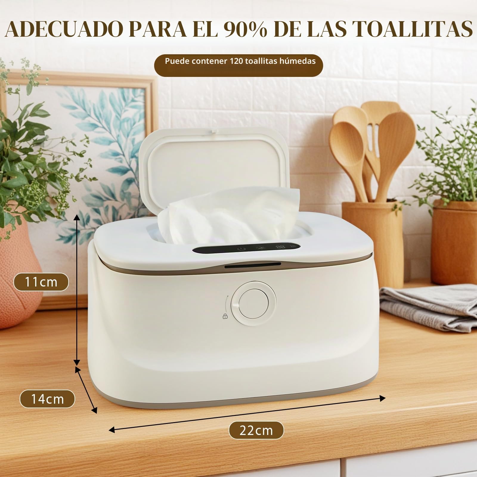 Calentador de toallitas húmedas para bebé, 3 temperaturas y 3 luces nocturnas cálidas, calentamiento rápido, carga USB, calentador de toallitas húmedas portátil para bebés en el coche, casa