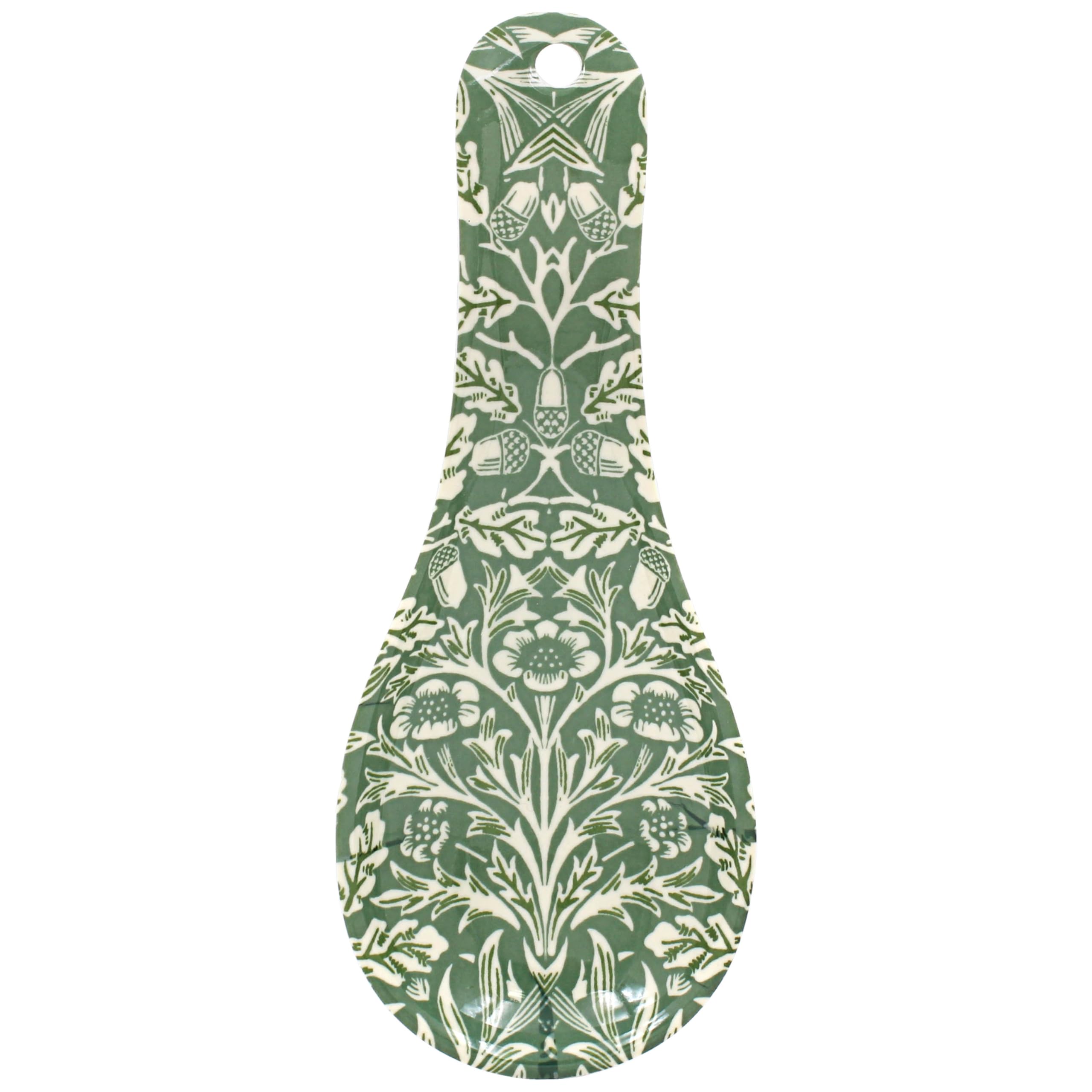Spoon Rest Melamine William Morris Acorn Green Utensil Spatula Holder Ladle Rest