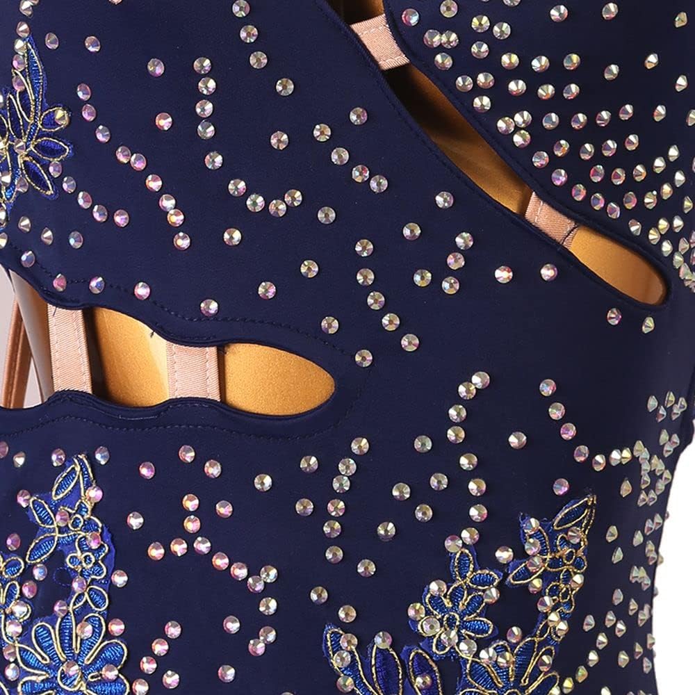 LIUHUO Blue Cutout Sleeveless Latin Dance Dress Women's Fringe Hem Show Party