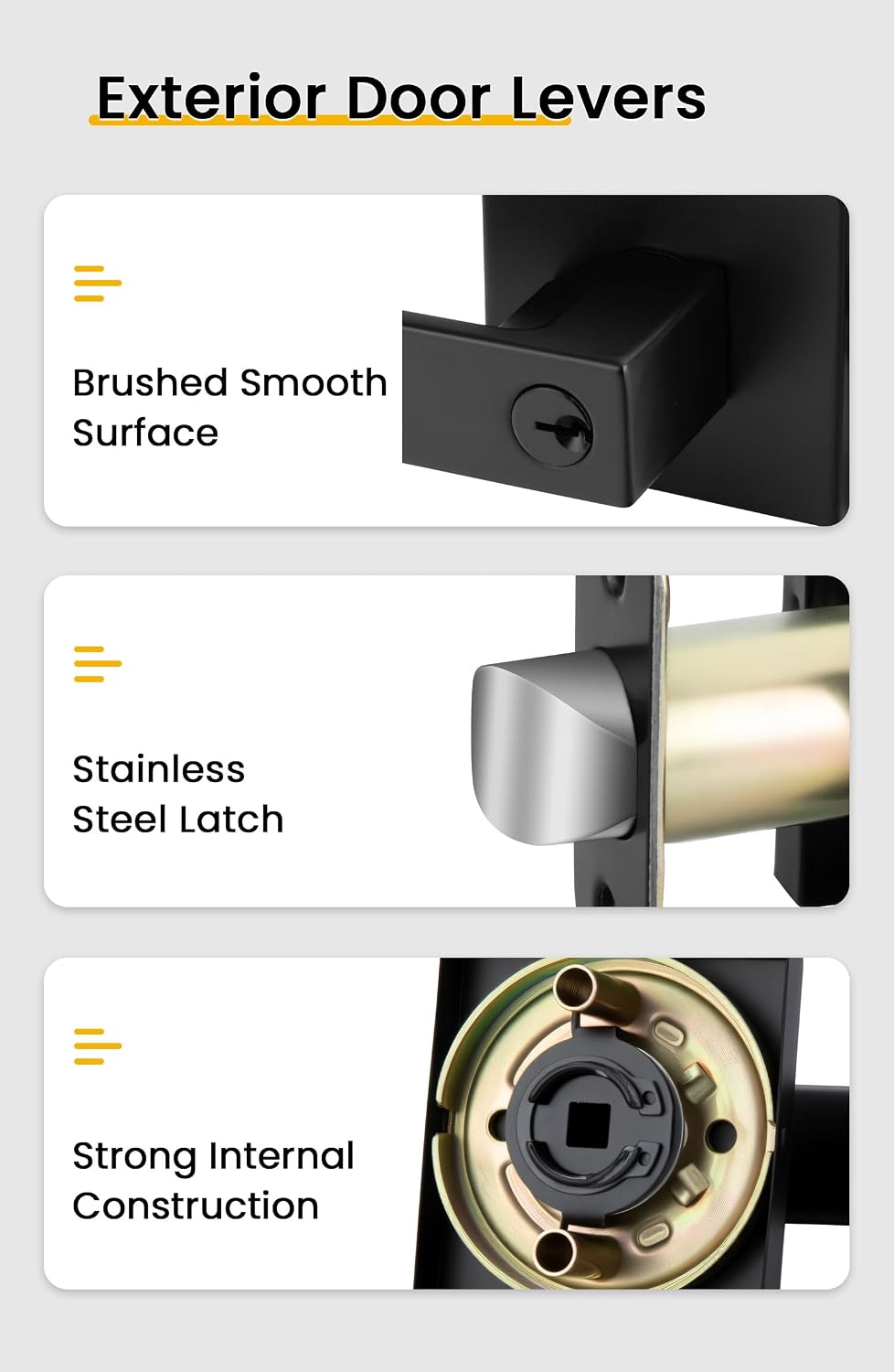 goldenwarm Exterior Door Lock Set Front Door Lock Set, Heavy Duty Matte Black Front Door Handle and Deadbolt Set (1 Pack)