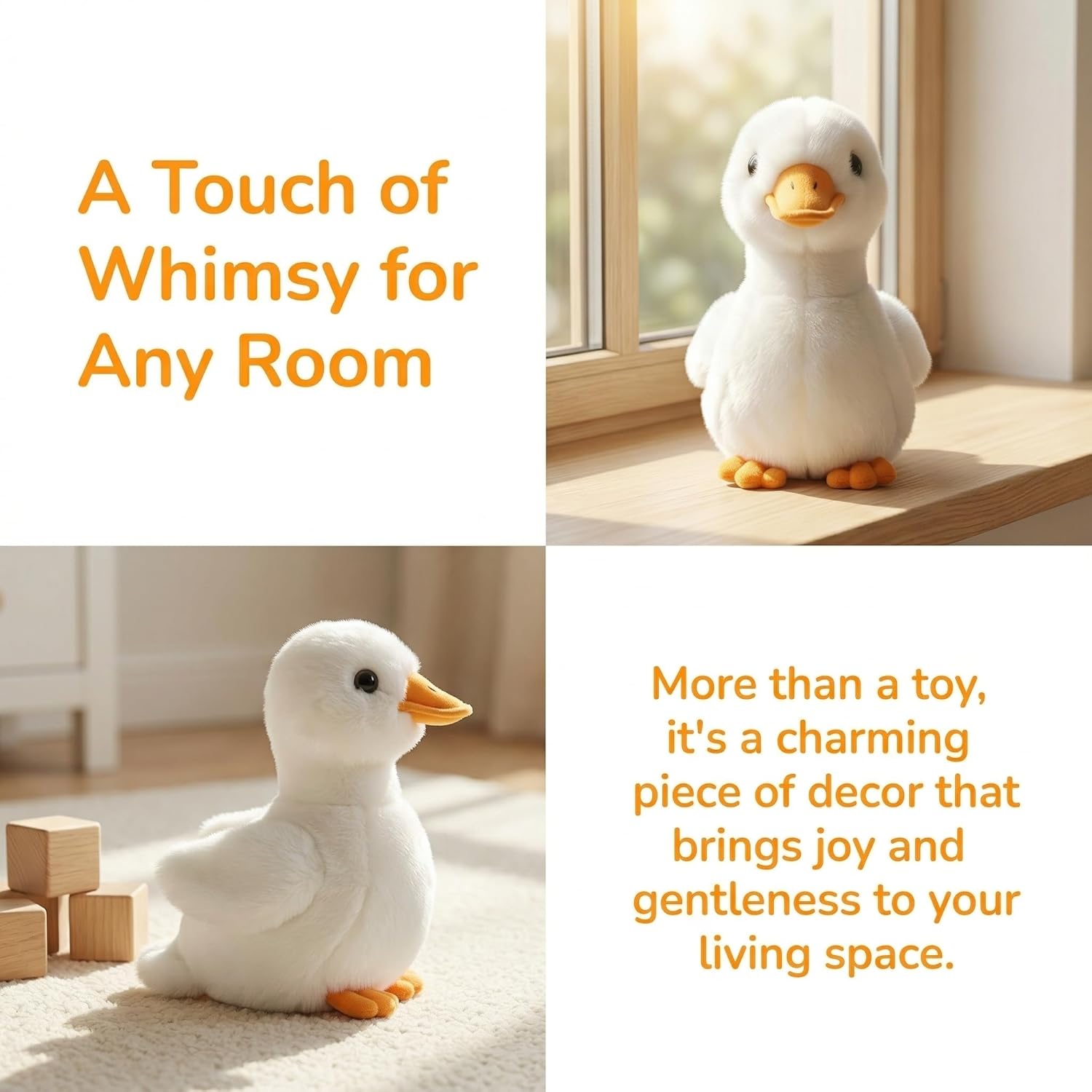 Simulation Cole Duck Plush Toy Stuffed Animal - 12 inch Simulation White Call Duck Doll Plush Toys as Gift for Your Kids (7.5in White Duck)
