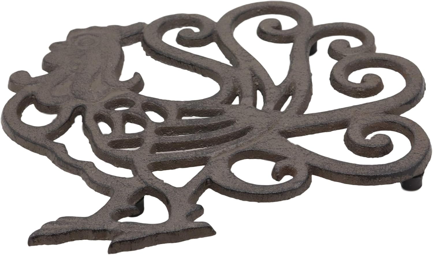 Ebros Gift 8.75" Wide Country Farm Rooster Chicken Cast Iron Metal Trivet with Lace Scroll Design Western Rustic Vintage Decorative Accent for Wall Or Table Furniture