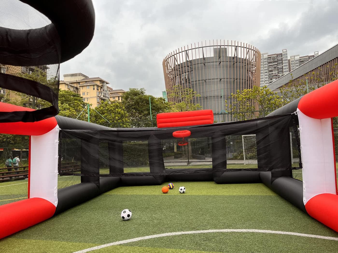 Portable Inflatable Sports Court Inflatable Soccer & Basketball & Volleyball Field 3-in-1 Multiple Sport Game with Blower for Birthday/School Playground/Family/Team Games 40x20x 8.8ft image 6 of 9 B0D26C4JMF