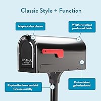 Vista 5 de Architectural Mailboxes 7680B-10 MB1 Kit de buzón de montaje y poste en tierra, mediano, negro