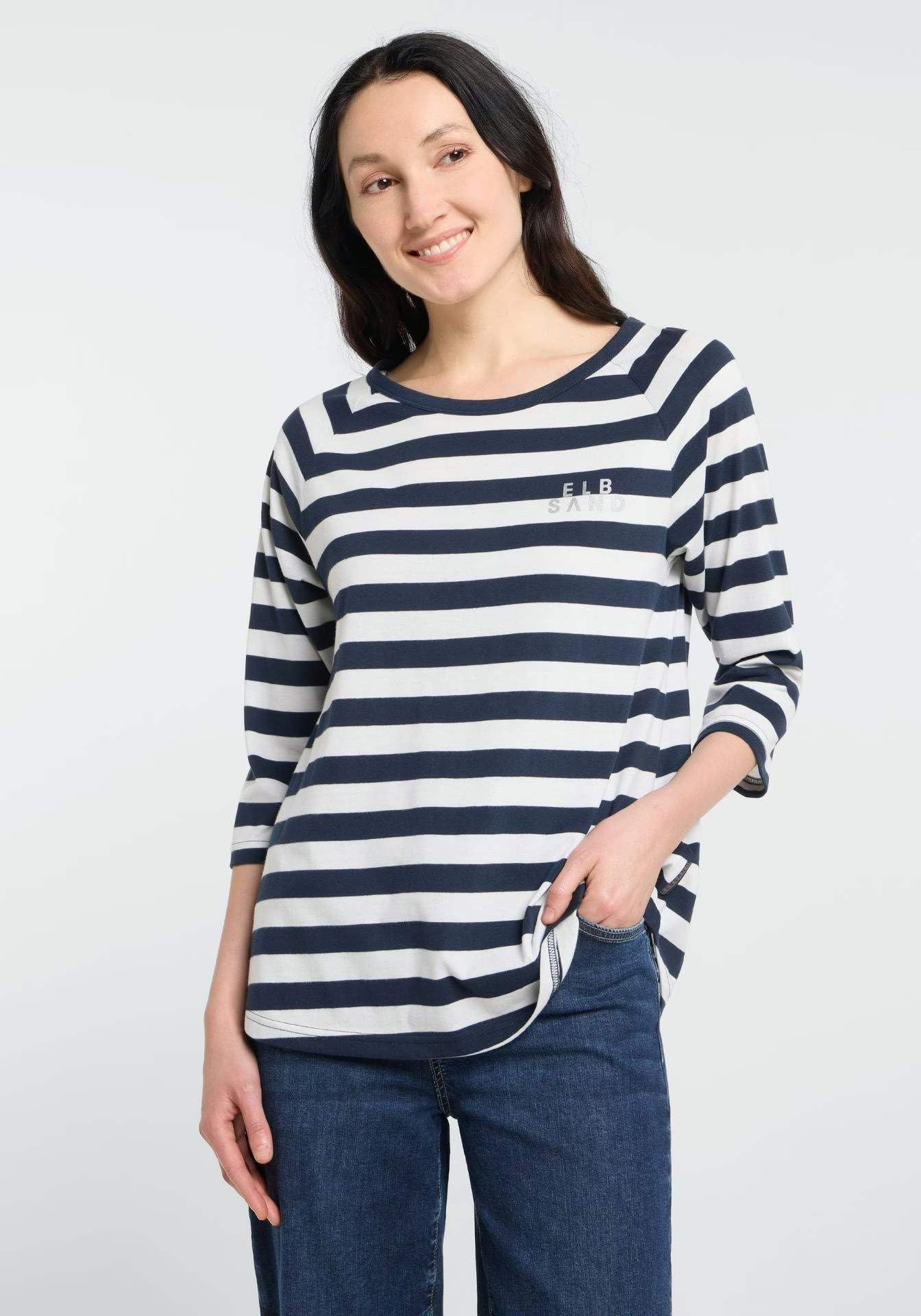 Elbsand Celin Shirt a Righe con Maniche 3/4 Raglan
