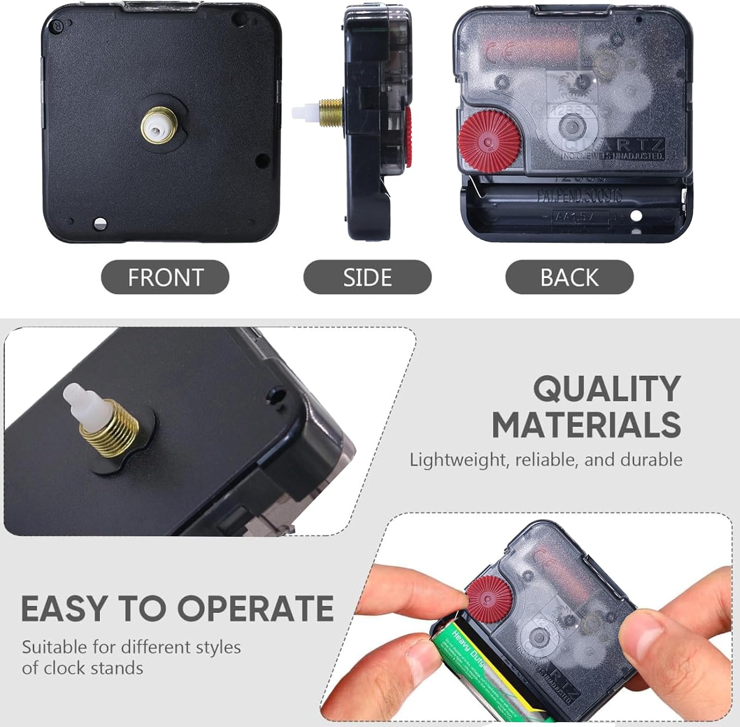 2 Pcs Quartz High Torque Long Shaft Clock Movements Replace Mute Movement Home Mute Replacement Long Battery Operated for Clock Repair Shaft Length 14.5mm/0.56"