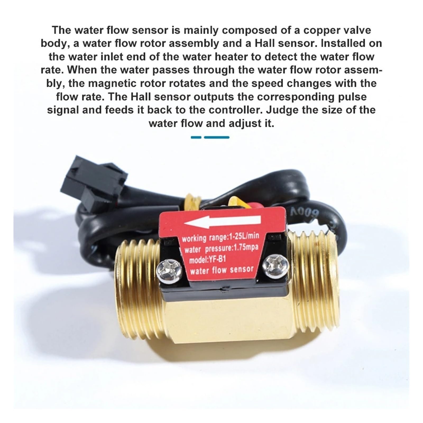 Medidor de caudal de agua, Medidor de flujo de turbina con interruptor de Sensor de flujo de agua G1/2 ", medidor de flujo de 1-25l/min for circulación de líquido de Control Industrial para agua, diés