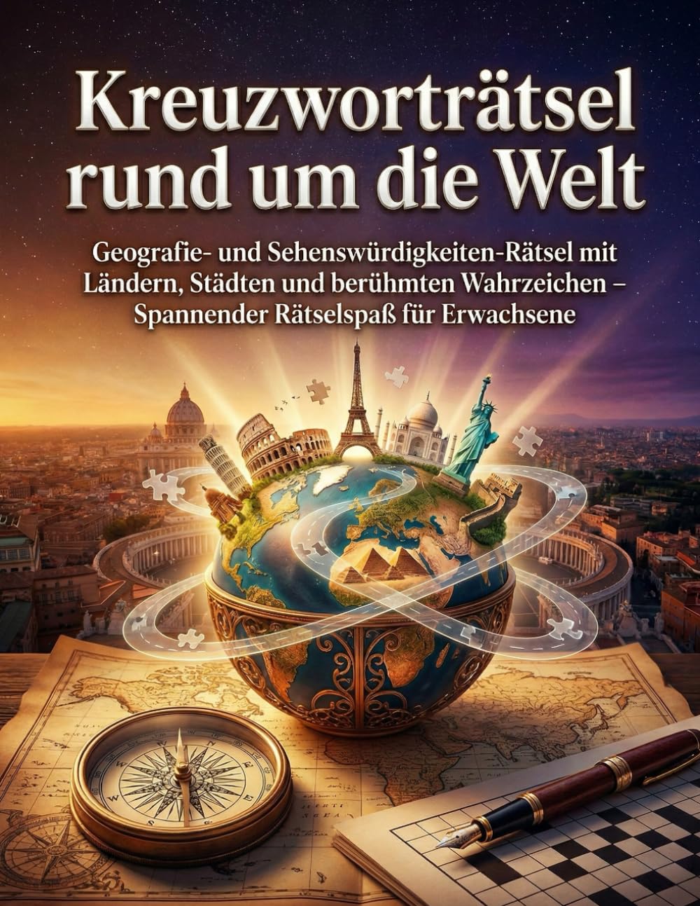 Kreuzworträtsel rund um die Welt: Geografie- und Sehenswürdigkeiten-Rätsel mit Ländern, Städten und berühmten Wahrzeichen – Spannender Rätselspaß für Erwachsene