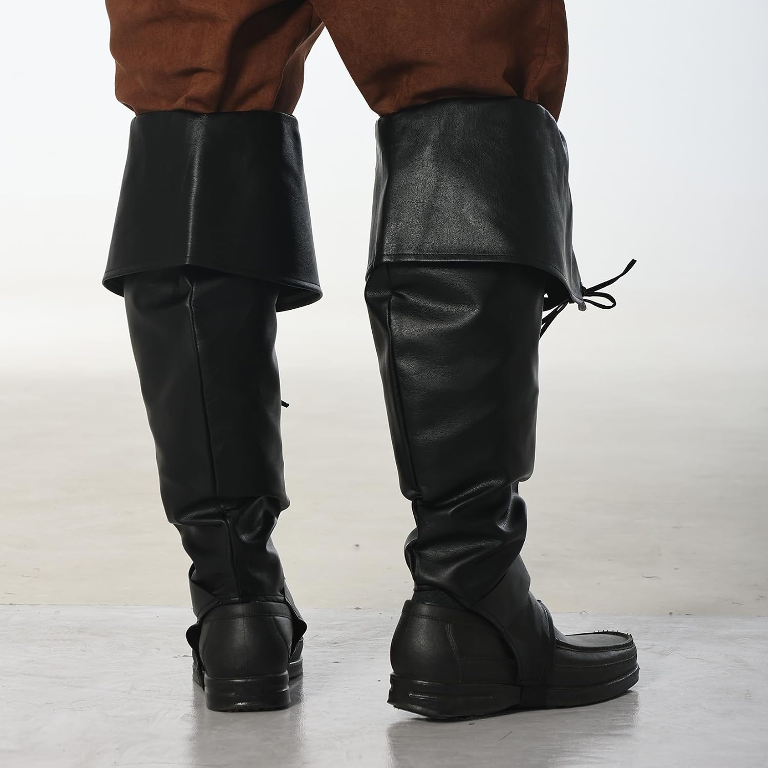 Pirates Boot Covers for Men Women Faux Leather Bootcovers Steampunk Boots Costume Knight Armor Accessories