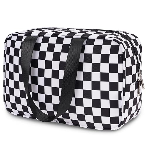 Full Size Toiletry Bag Large Cosmetic Bag Travel Makeup Bag Organizer for Women - Zz-black Checkerboard