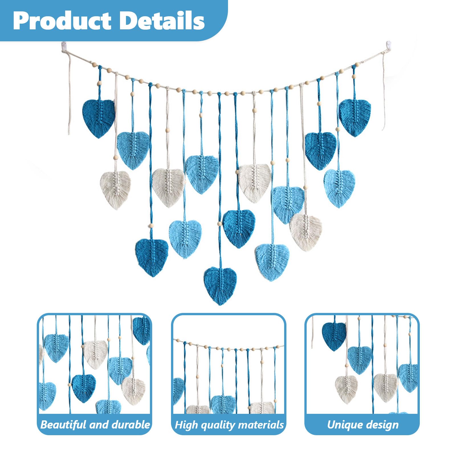 Xiyocadt Makramee Wandbehang Blätter-Design - Boho Deko Für Wohnzimmer