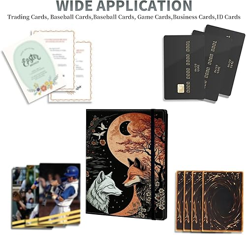 Miniatura 5 de Yin-Yang - Carpeta de tarjetas de zorro, 9 bolsillos para álbum de tarjetas intercambiables, carga lateral, 540 bolsillos, tarjetero de poliuretano