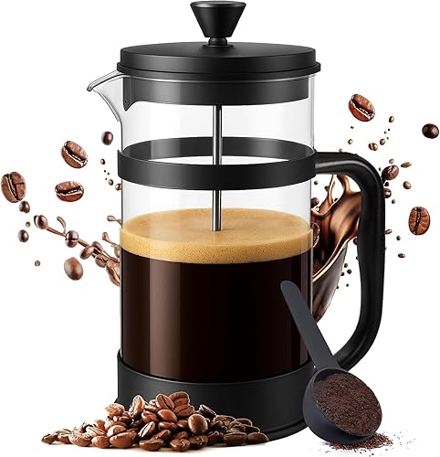 Miniatura 14 de Utopia Kitchen French Press - Cafetera de expreso y té con filtros triples, émbolo de acero inoxidable y vidrio de borosilicato resistente al calor