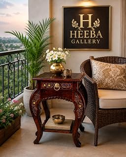 HEEBA GALLERY Wooden Stool-Natural Wood Antique Look Side Table with Drawer for Living Room (Brown, 14 x 14 x 21 inch) || ... Price In India