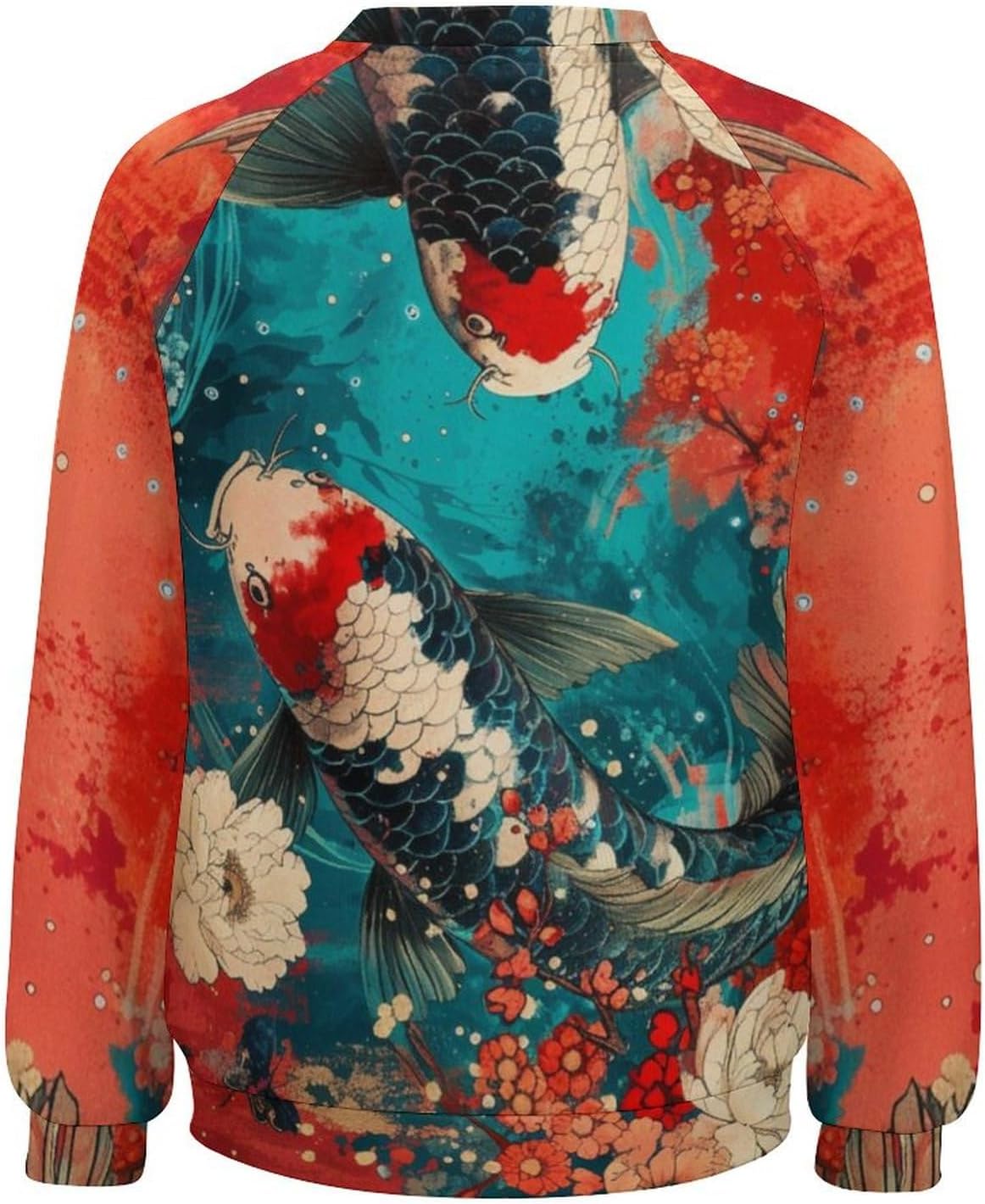 domirica Sweatshirts for Women Blue Wave With Cat Print Fashion Political Ladies Crewneck Casual Cotton Trendy Sweater