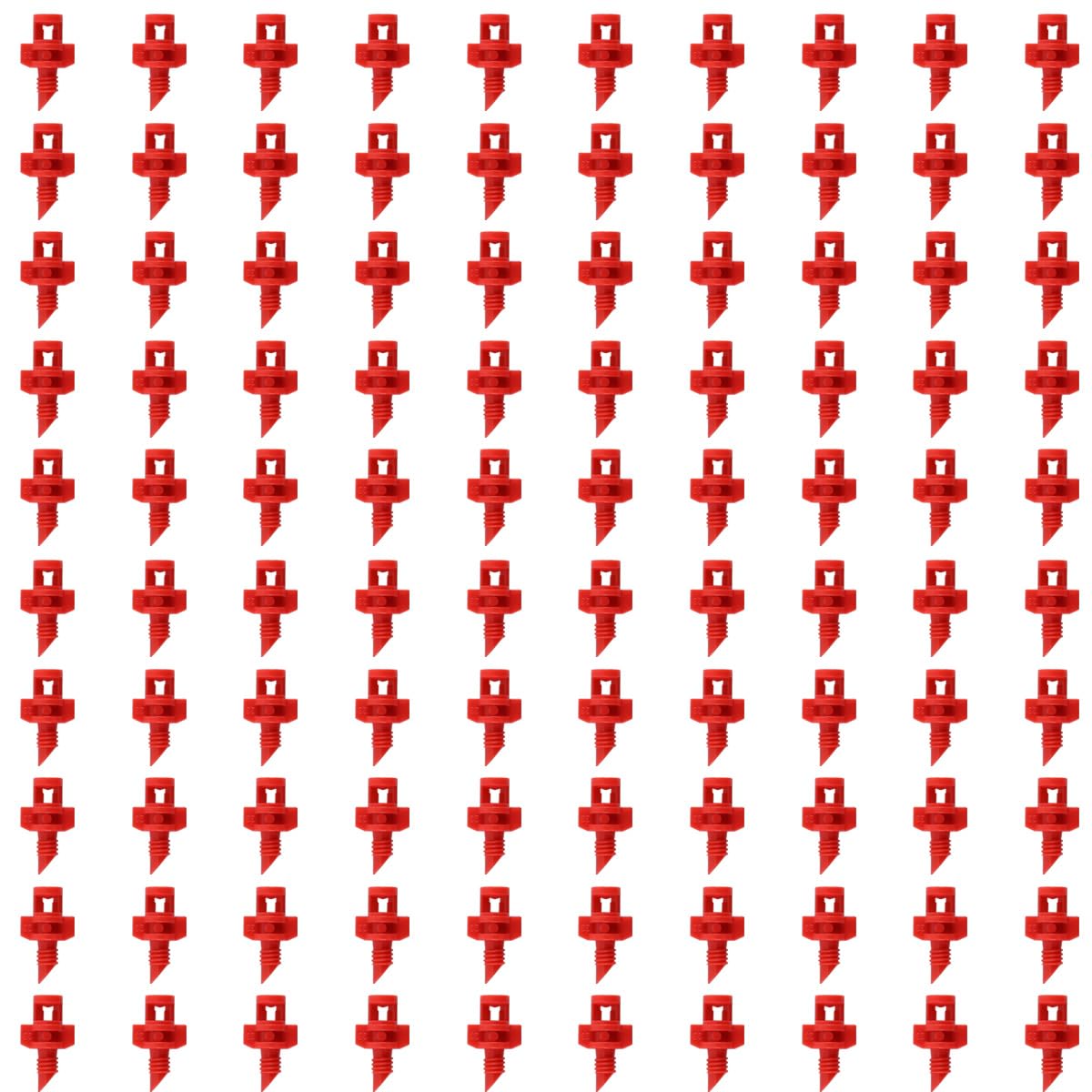 Alide 100PCS Drip Irrigation Emitters, 360 Degree Mini Water Spray Mist Nozzle, Sprinkler Heads for Hydroponic Garden Irrigation (Red)