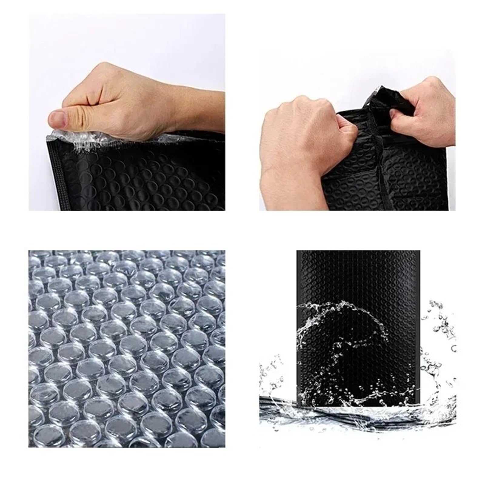 100 pièces sacs d'enveloppe en mousse noire auto-scellants enveloppes d'expédition rembourrées avec sac à bulles de paquets pour CD & Bijoux(PURPLE,15 * 20cm)
