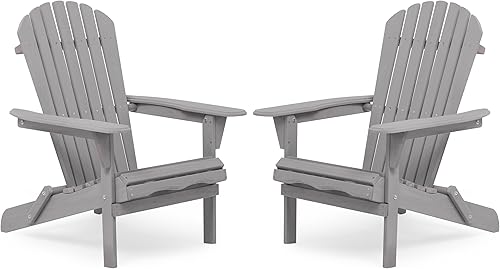 Miniatura 4 de Adirondack - Juego de 2 sillas plegables de madera para exteriores con respaldo de cedro sólido, cómoda silla de descanso para patio, terraza,