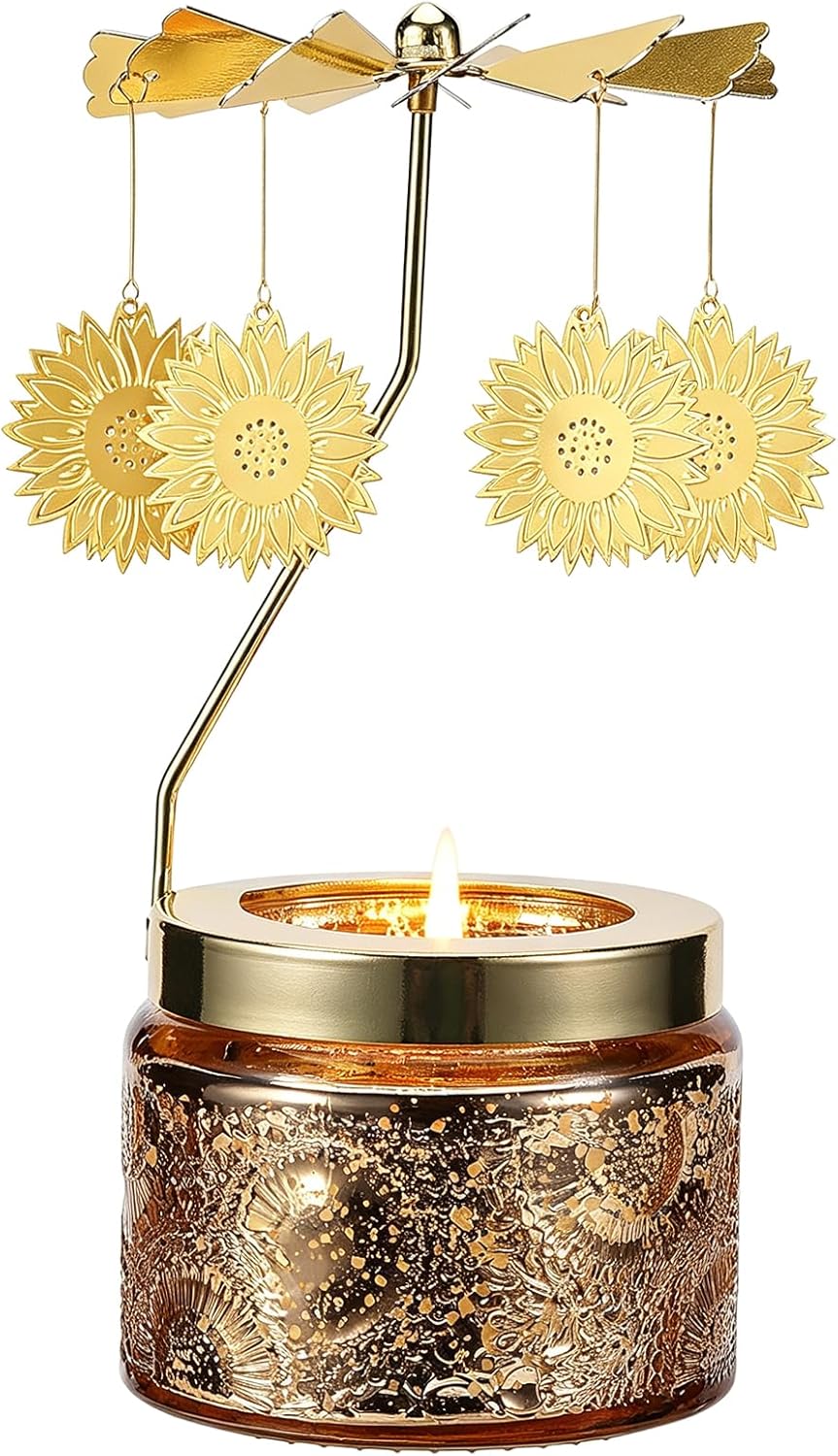 Candle Gifts for Women, Birthday Gifts for Mom Daughter Sister Wife, Unique Sunflower Gift for Friends Women, Rotatable Scented Candles Gift for Christmas Anniversary Mothers Day (Sunflower)