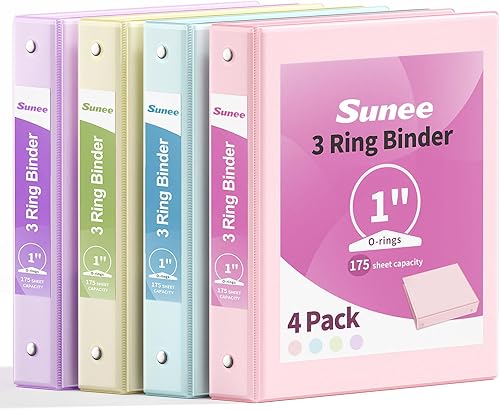 SUNEE Carpeta de 3 anillos de 1 pulgada, paquete de 4 carpetas Clear View de 1 pulgada, tres anillos sin PVC (se ajusta a 8.5 x 11 pulgadas) para