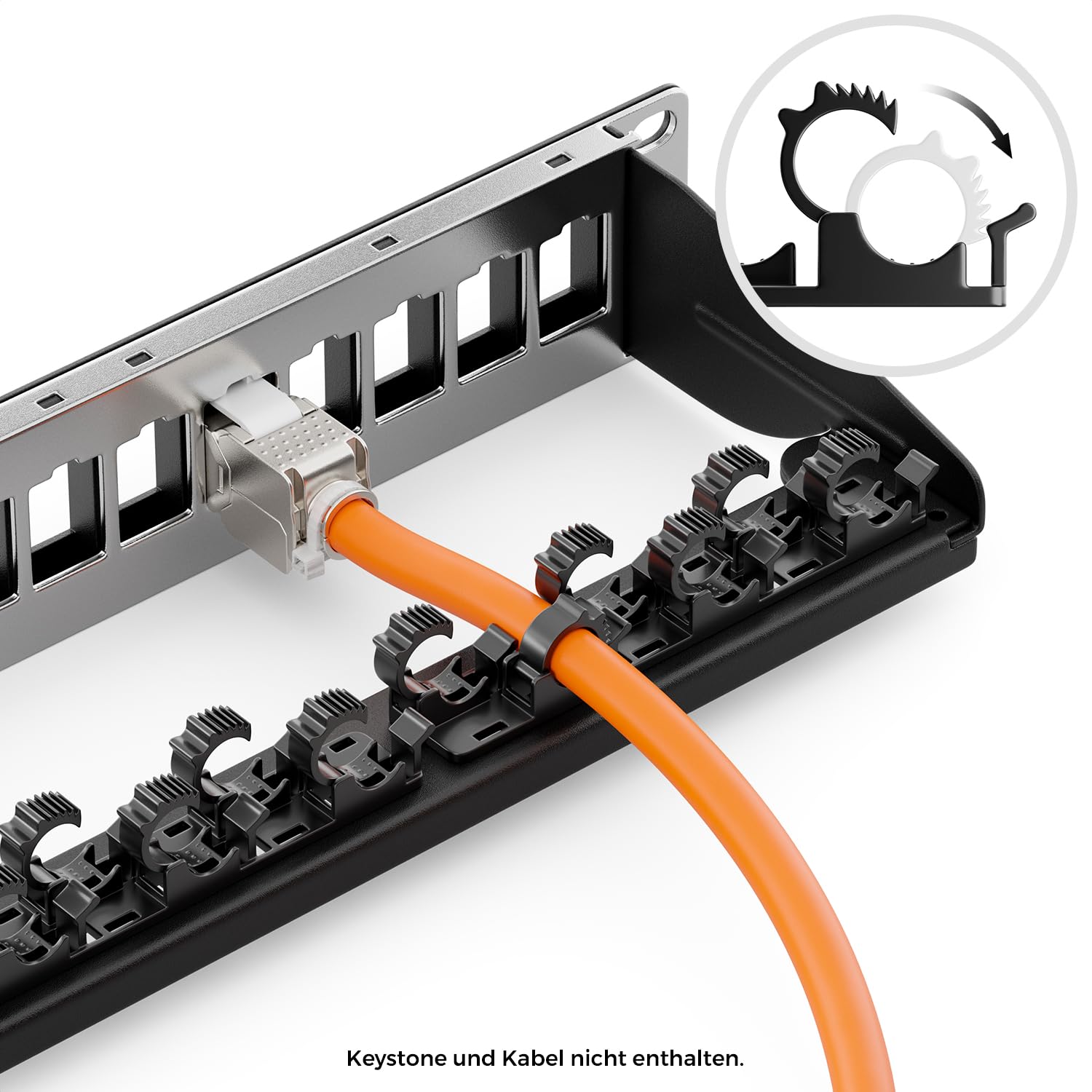 deleyCON 12 Port Patchpanel Patchfeld Modular Keystone 1 HE 10" Rack | Servereinbau mit Klickbefestigung, LAN Netzwerk, für RJ45, HDMI, USB-A, USB-C, TV, SAT Keystones usw.