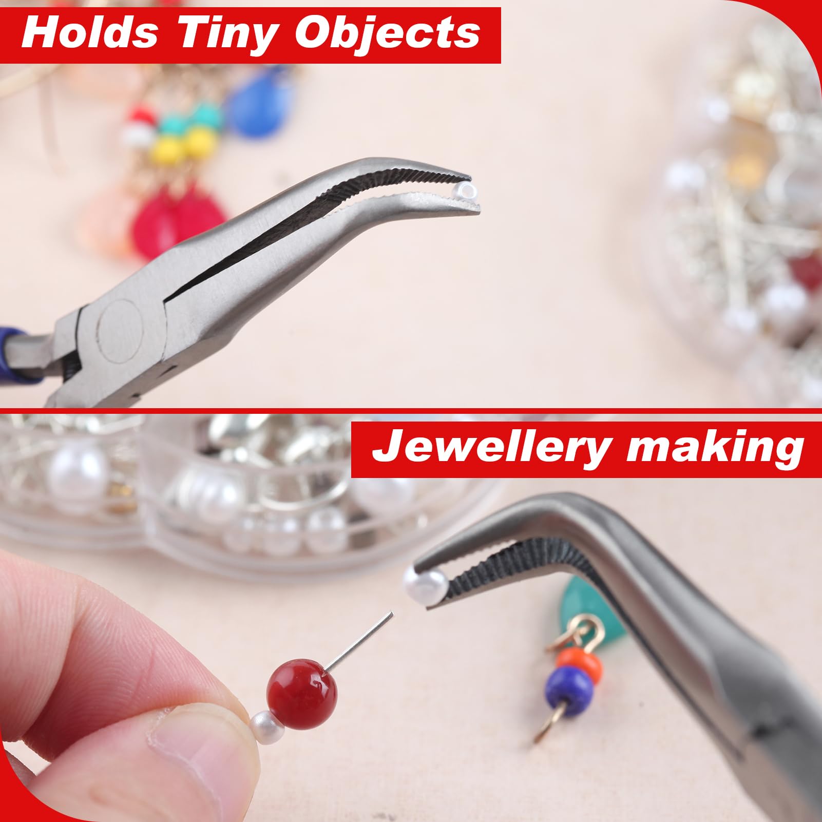 GOLD DEER Gebogene Spitzzange Mini - Für Schmuck, Drahtbiegen, Mit Komfortgriff