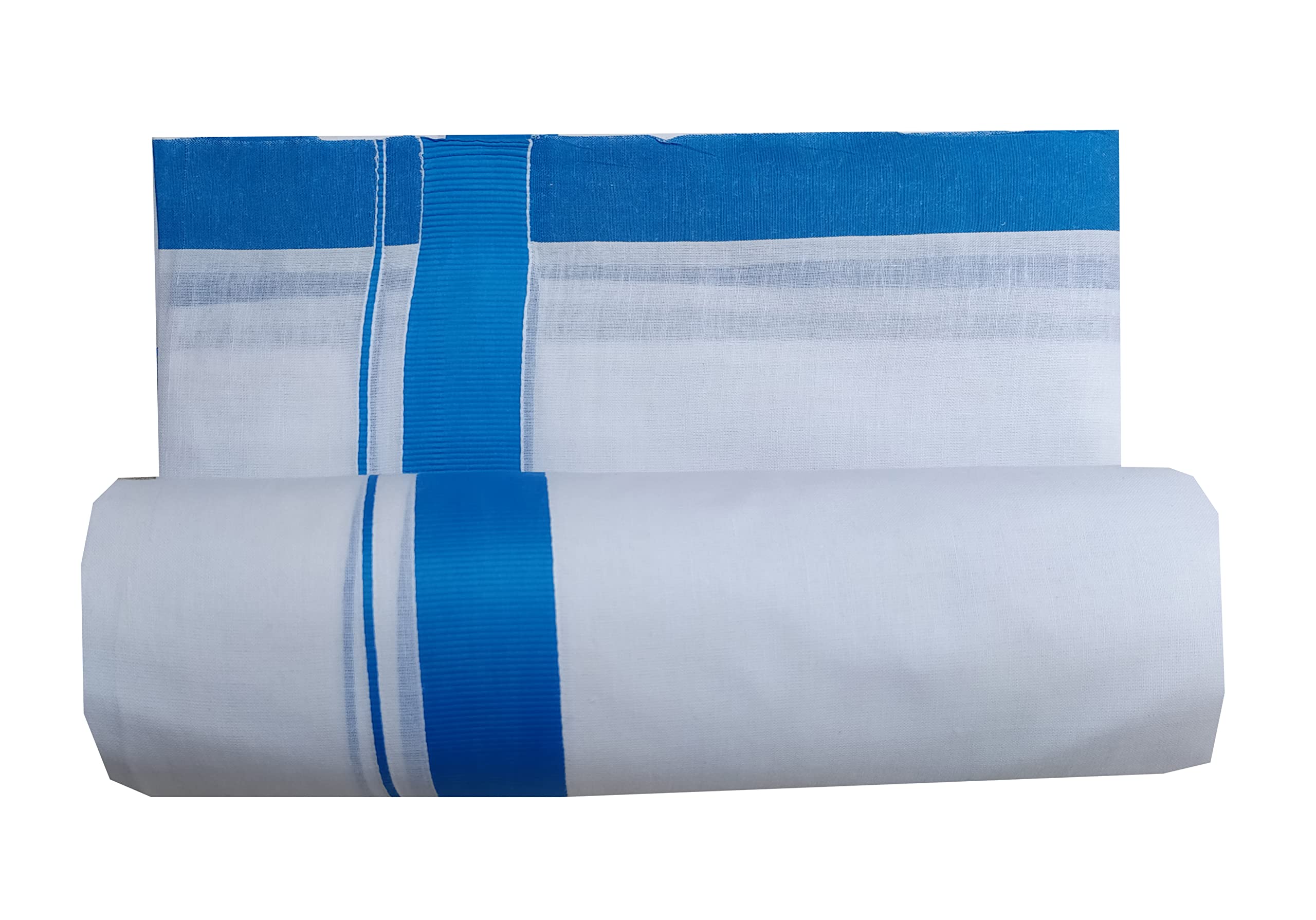 Mens Thick Border Cotton Dhoti Pure White 4.00 Meters Double Vesti/Mundu