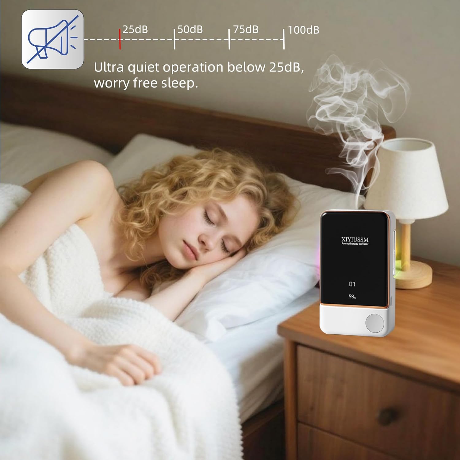 Waterless Essential Oil Diffuser for Home & Office Cordless Battery Operated Aroma Diffuser with 7 Mist Levels, Ultrasonic Air Freshener for Large Rooms Bedroom Bathroom Car Small & Portable