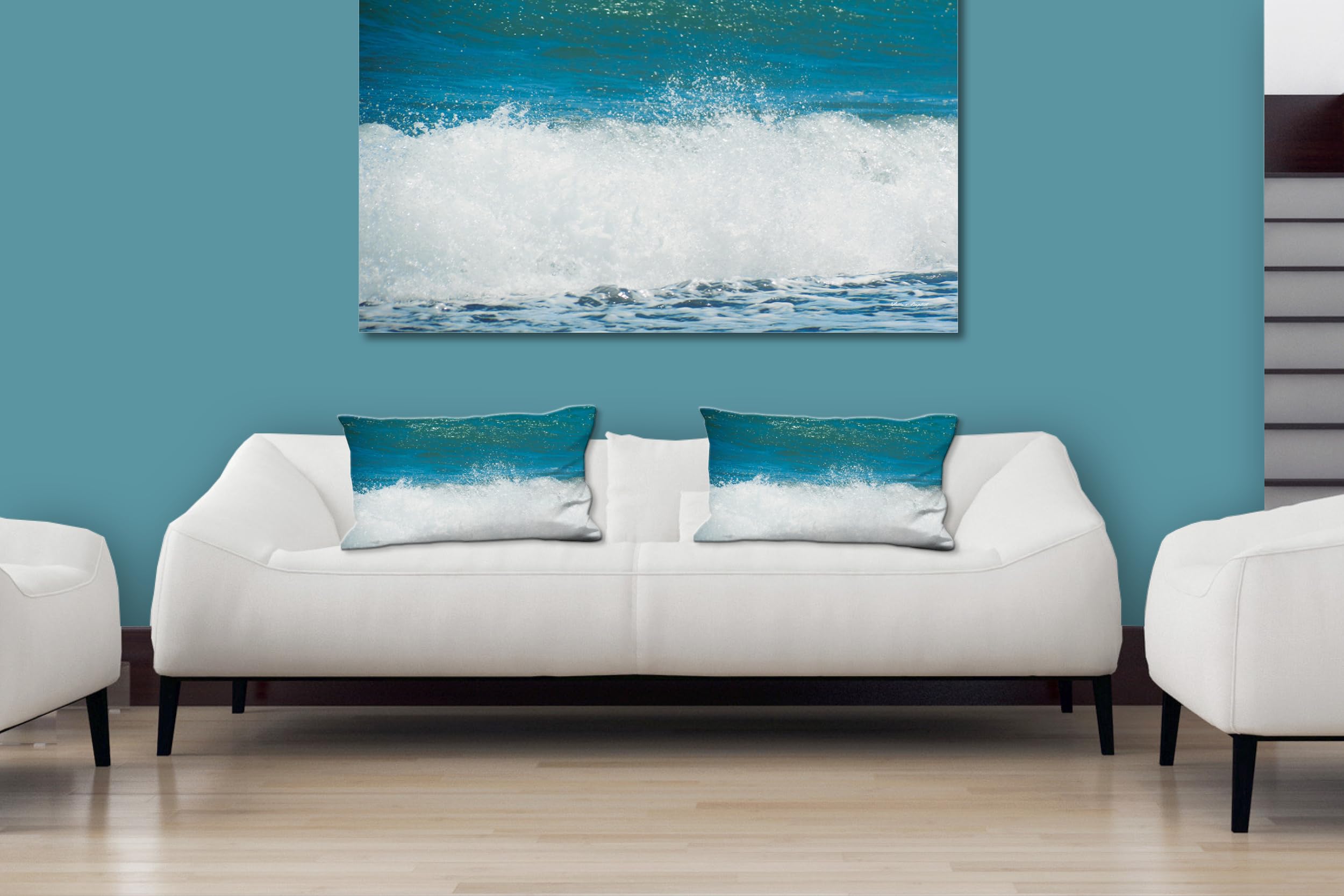 Meer 2 - Foto-Kissen-Hülle Set (2 STK.) 40 x 40 cm | Kissen-Bezüge - passend zu Wandbild - Deko-Kissen - Meer Strand Bretagne Frankreich