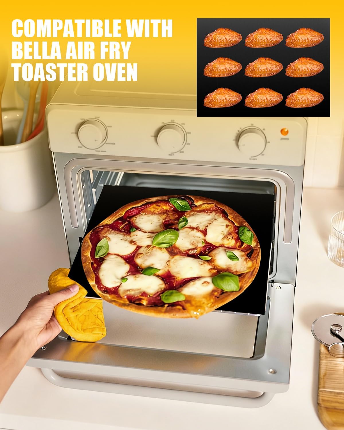 4PCs Teflon Oven Liners Compatible with Bella Air Fry