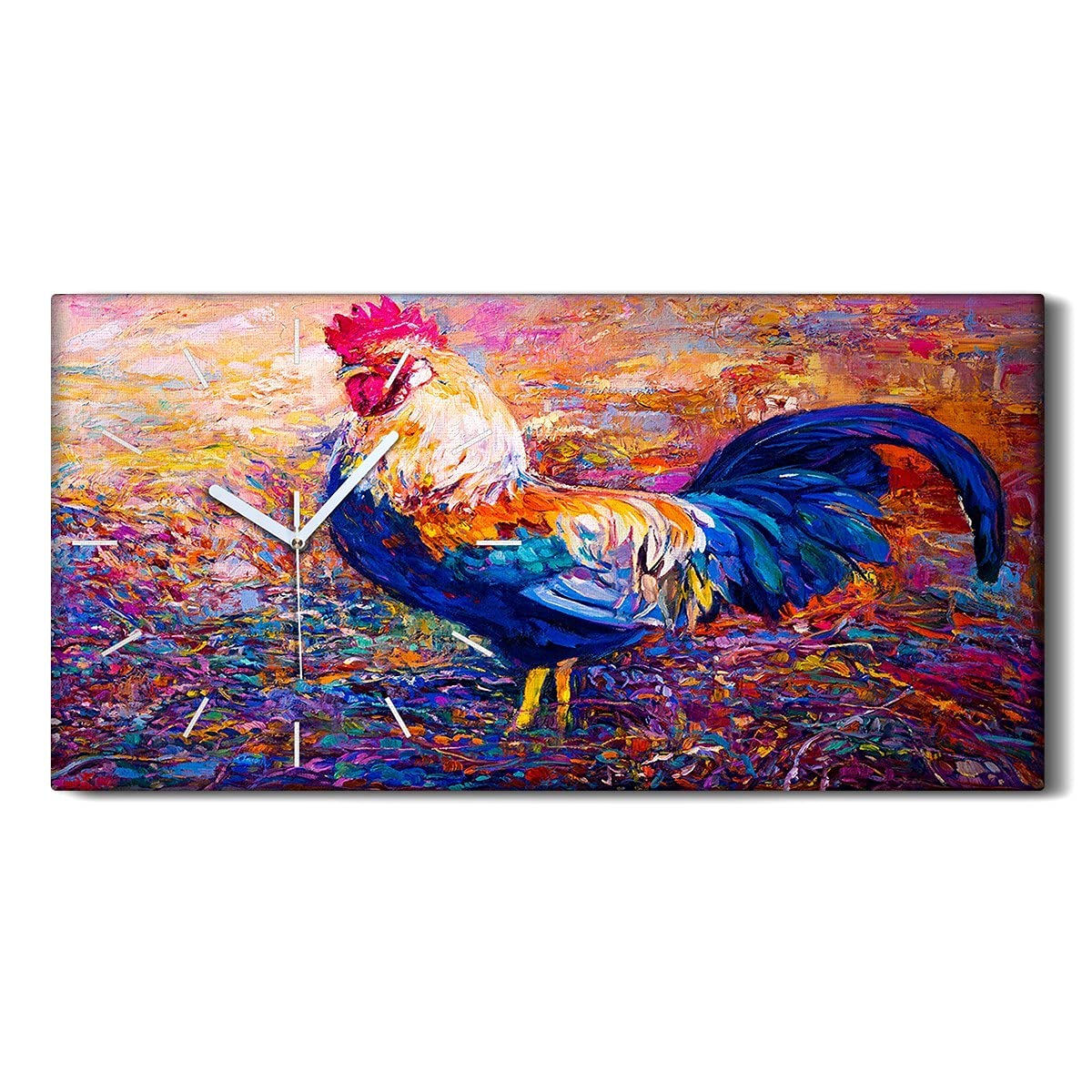 Horloge sur toile poulet déco pour cuisine et salon moderne et calme
