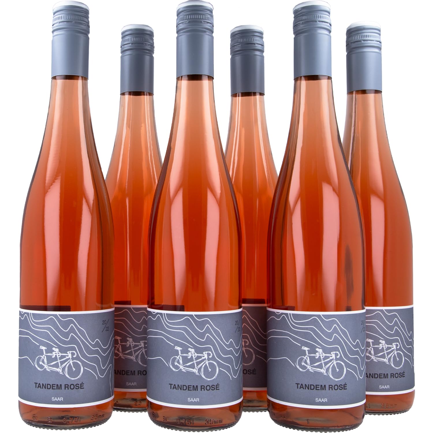 GRAVURZEILE Weinflasche Riesling Tandem - Rosé Wein (trocken) vom Weingut Müller von der Saar - (6 x 0.75 l) - Süß und leicht - Schönes Geschenk für Weinkenner und Weingenießer