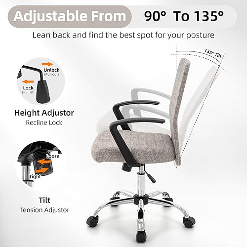 Miniatura 4 de 422 Silla de oficina acanalada con respaldo alto, ergonómicamente diseñada con reposabrazos, sillas giratorias ejecutivas para computadora con