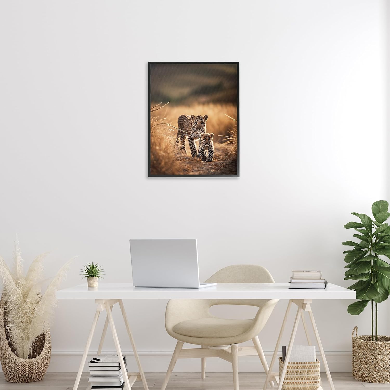 'Cheetah & Cub in Nature'| Framed Giclee Art | Stupell Industries | Black, 24 x 30 Inches, Easy to Hang and Sturdy, Made in USA, by Noah Bay