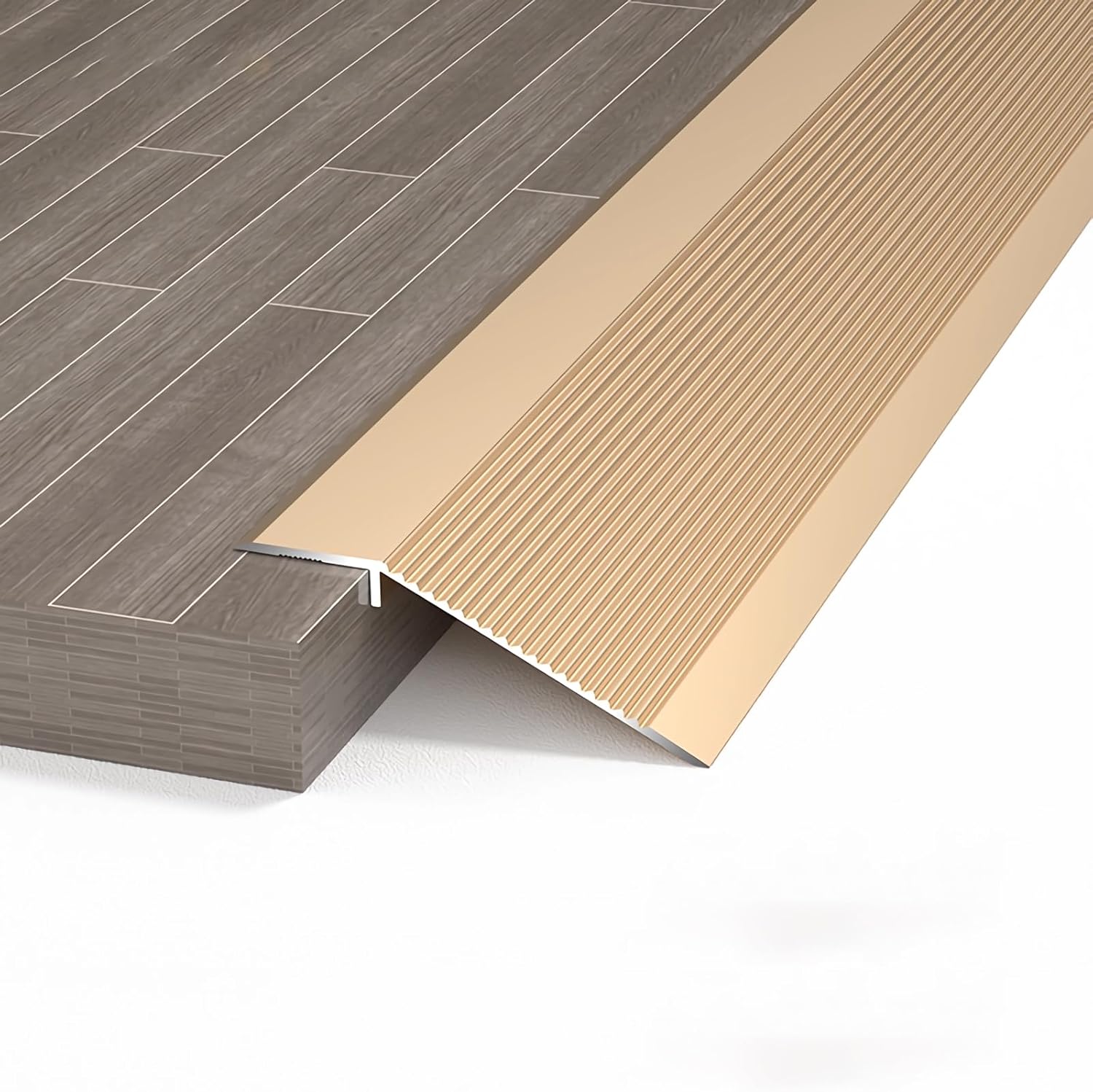 JARBIH 3PCS Aluminum Floor Transition Strip, 0.9M/35.4" Multi-Purpose Doorway Threshold Reducer, Heavy Duty Metal Flooring Edge Trim, Bridge The Height Between 0.7-1.6 Inch