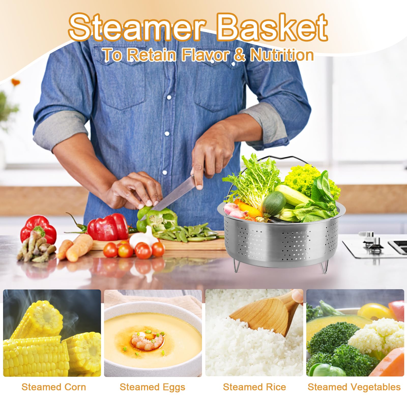 Cestello Vapore In Acciaio Inox 304 Da 20cm - Per Cottura A Vapore Multifunzione In Pentole - Foto 13