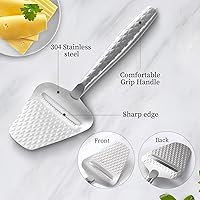 Vista 5 de Stainless Steel Cheese Slicer – Effortless Slicing for All Cheeses – Premium Handheld Cheese Cutter – Cheese Plane for Block Cheese – Quilted