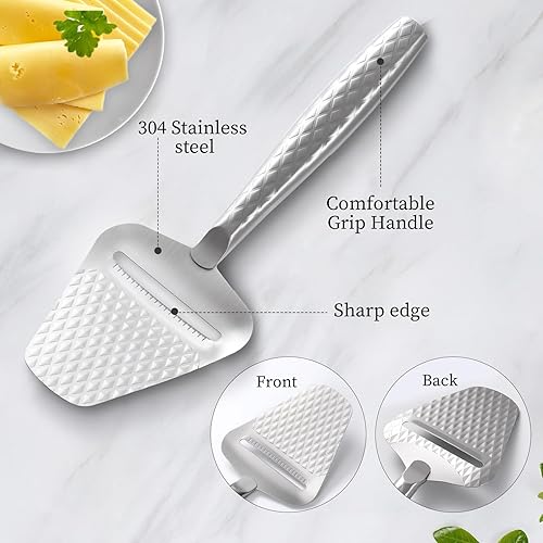 Miniatura 5 de Cortador de queso de acero inoxidable  Cortador de queso de mano multifuncional  Plano de queso premium para mozzarella, cheddar y gruyere  Patrón