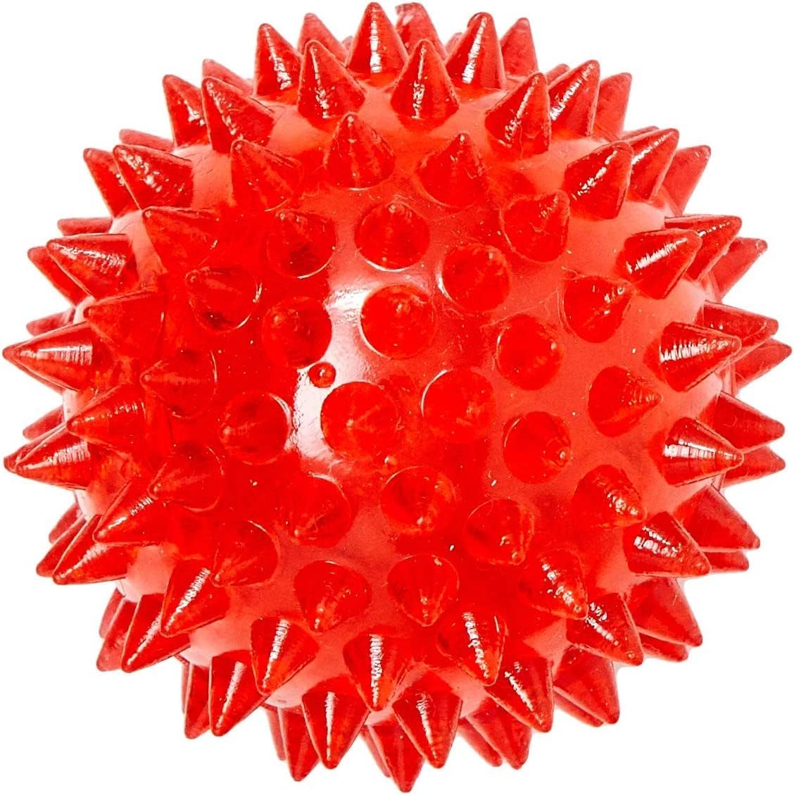JAMBO PET Bolinha Para Cachorro Com Espinhos Macios Grande Com Som Ideal Para Atividade Física, Facilita A Limpeza Dental E Fortalecimento Da Gengiva, Diversas Cores (Vermelho)