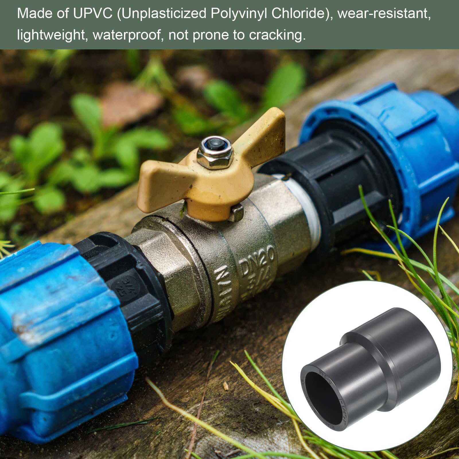 YOKIVE 3 Pcs UPVC Reducer Fitting, Straight Adapter Connector Connect Pipe Socket Schedule 80, Great for Bathroom Kitchen - Image 4
