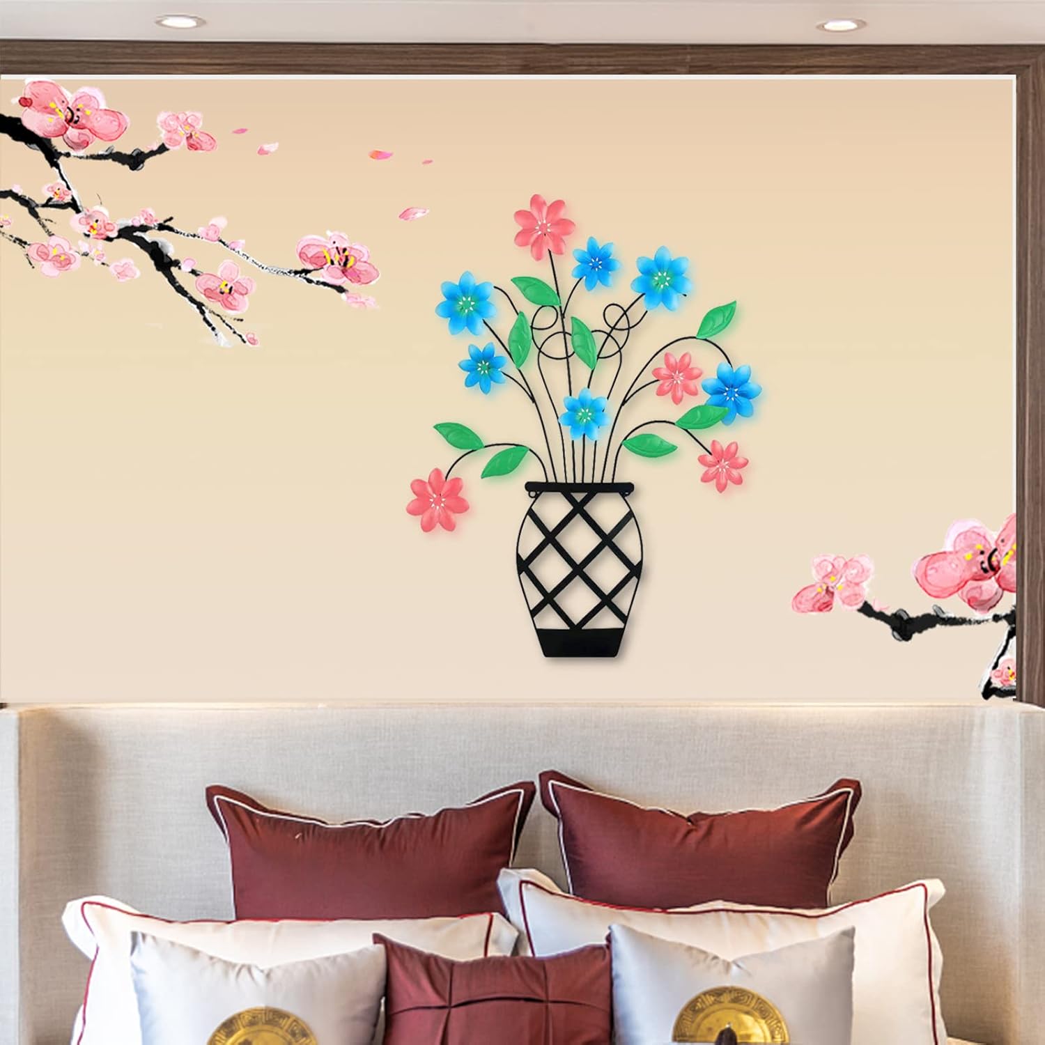 WTXRHW Metal Wall Art, Flower Metal Wall Decor, 23'' x 19'' Personalized Kitchen Wall Sculptures for Bathroom Bedroom Living Room Home Decoration Christmas Gift