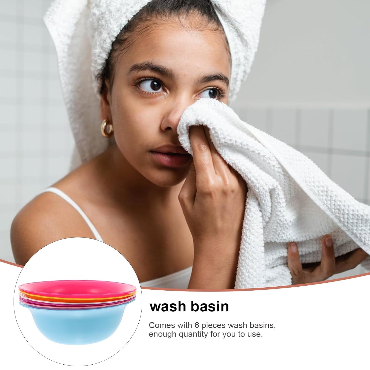 Yardwe Face Cleansing Basin Random Color 6pcs Plastic Multipurpose Sturdy round Spa Basin with Long Serving Life, for Face Washing and Beauty Care for Salon and Home Use