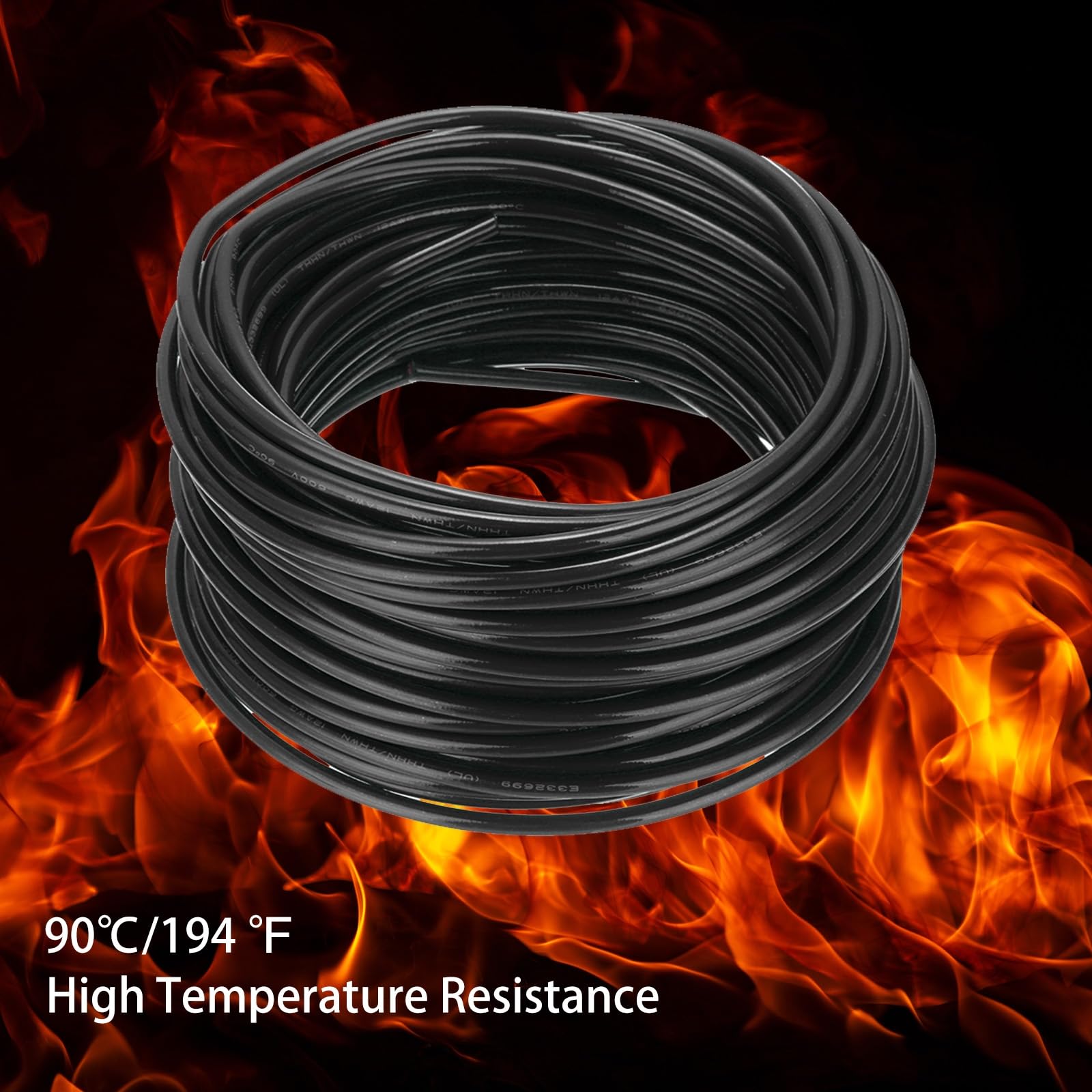 QUARKZMAN 150 Fuß Elektrischer Draht Isoliert Massivkupfer 14AWG Anschlusskabel THHN Draht Wohnbereich Industrie Erdung Elektrisch Bewertet Für 600 Volt UL Geprüft Schwarz