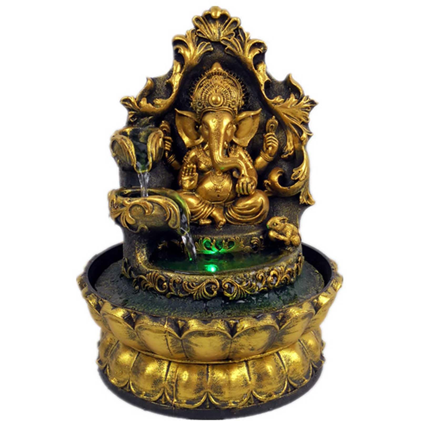 DECORN 11.8 Inch Tall Indoor Tabletop Ganesha Buddha Fountain