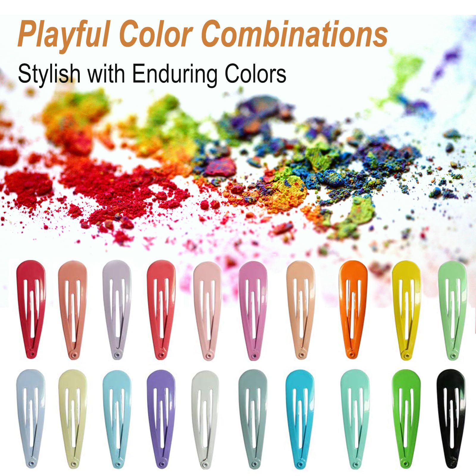 kujootone 80 Pieces Colorful Snap Hair Clips for girls,2 Inch Metal Fastener Candy Curl Hair Clips - Image 3