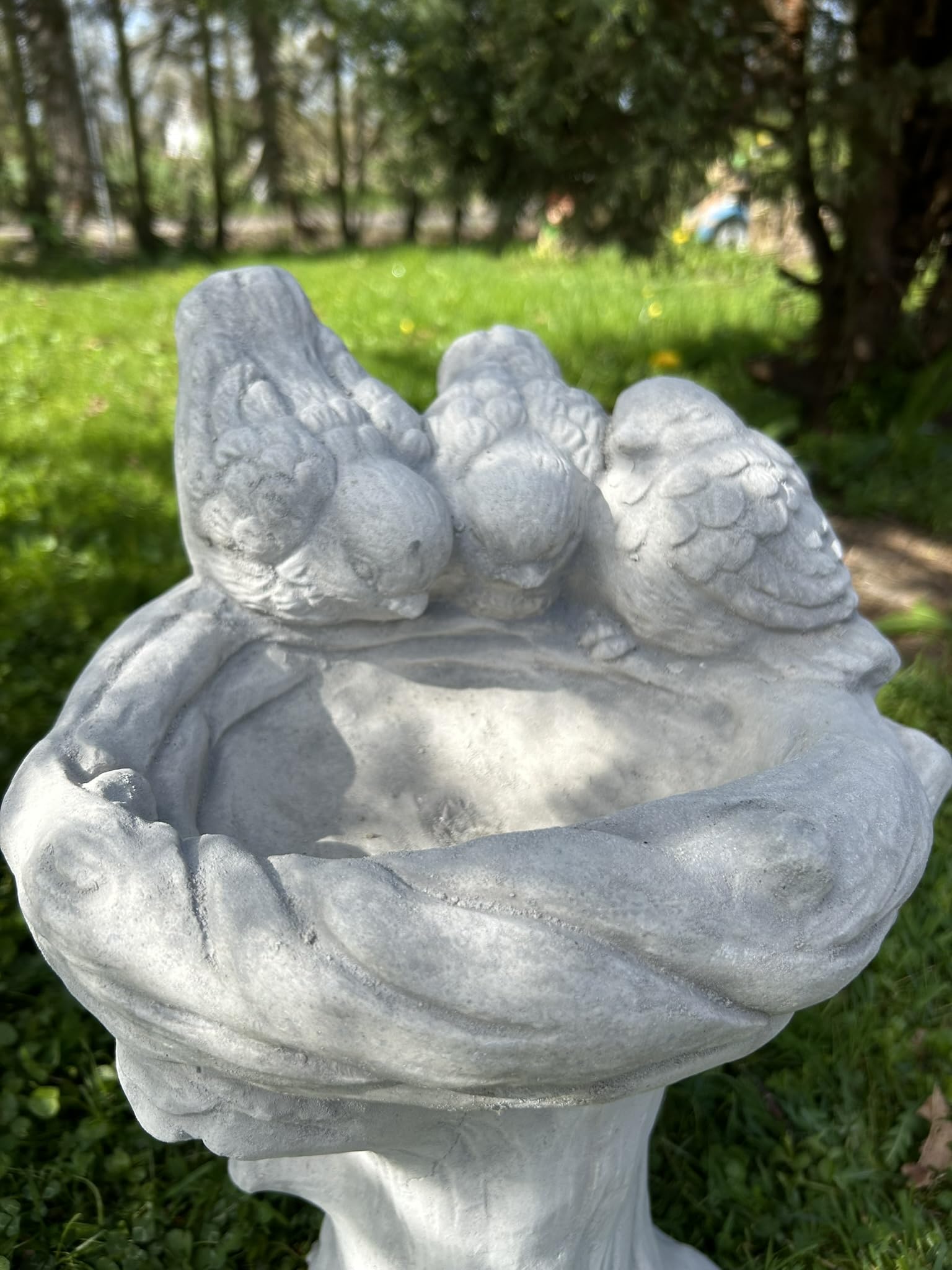 FABRIQ Grande abbeveratoio per uccelli su base, 46 cm, 20 kg, in pietra pressofuso, resistente alle intemperie e al gelo, decorazione da giardino