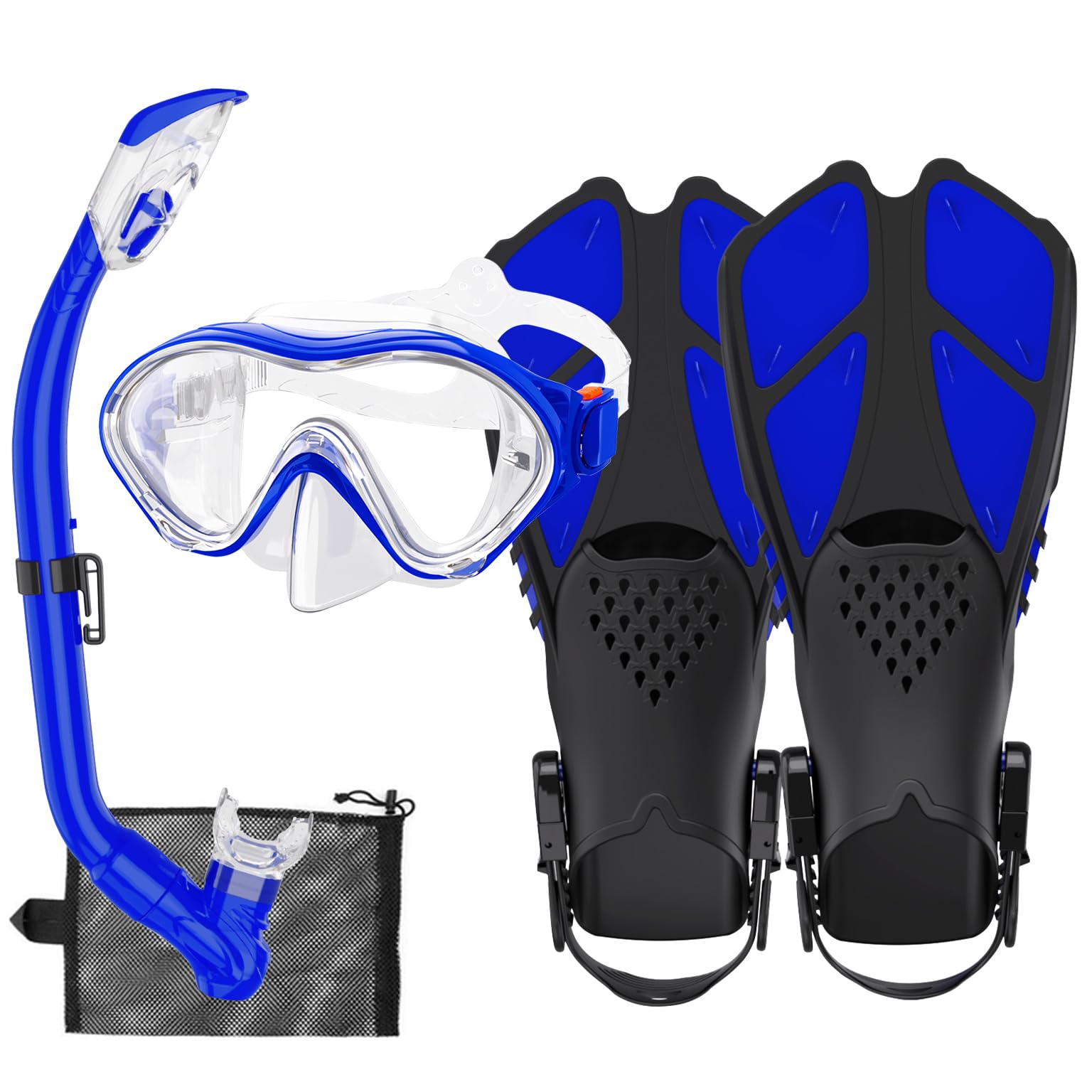 HH HHAO SPORT Schnorchelset Kinder mit Flossen, 180° Anti-Fog Panorama Weitblick Taucherbrille Kinder, Verstellbaren Schwimmflossen, Hochwertige Tauchermaske und Dry Top Schnorchel für Schwimmen