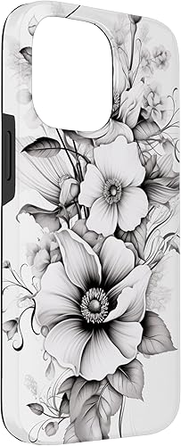 Miniatura 3 de Funda para iPhone 14 Pro Max Flowers Design Black and White Floral para mujer