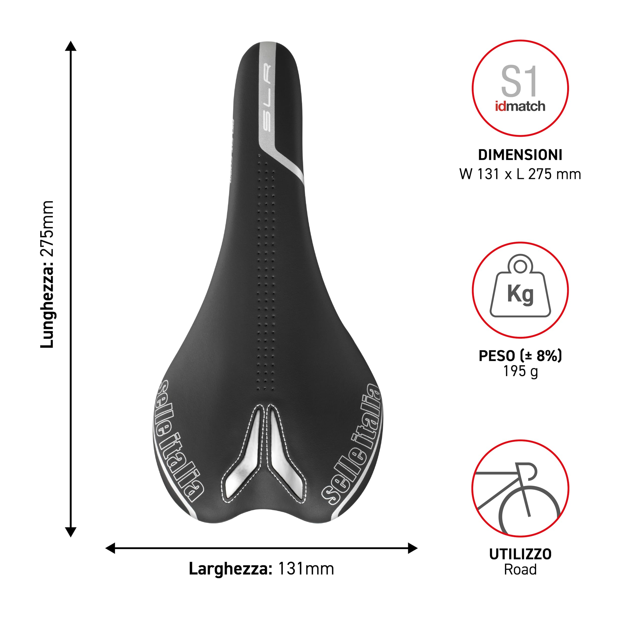Selle Italia SLR Tm - Sella SLR TM Nera, S1 Unisex Adulto